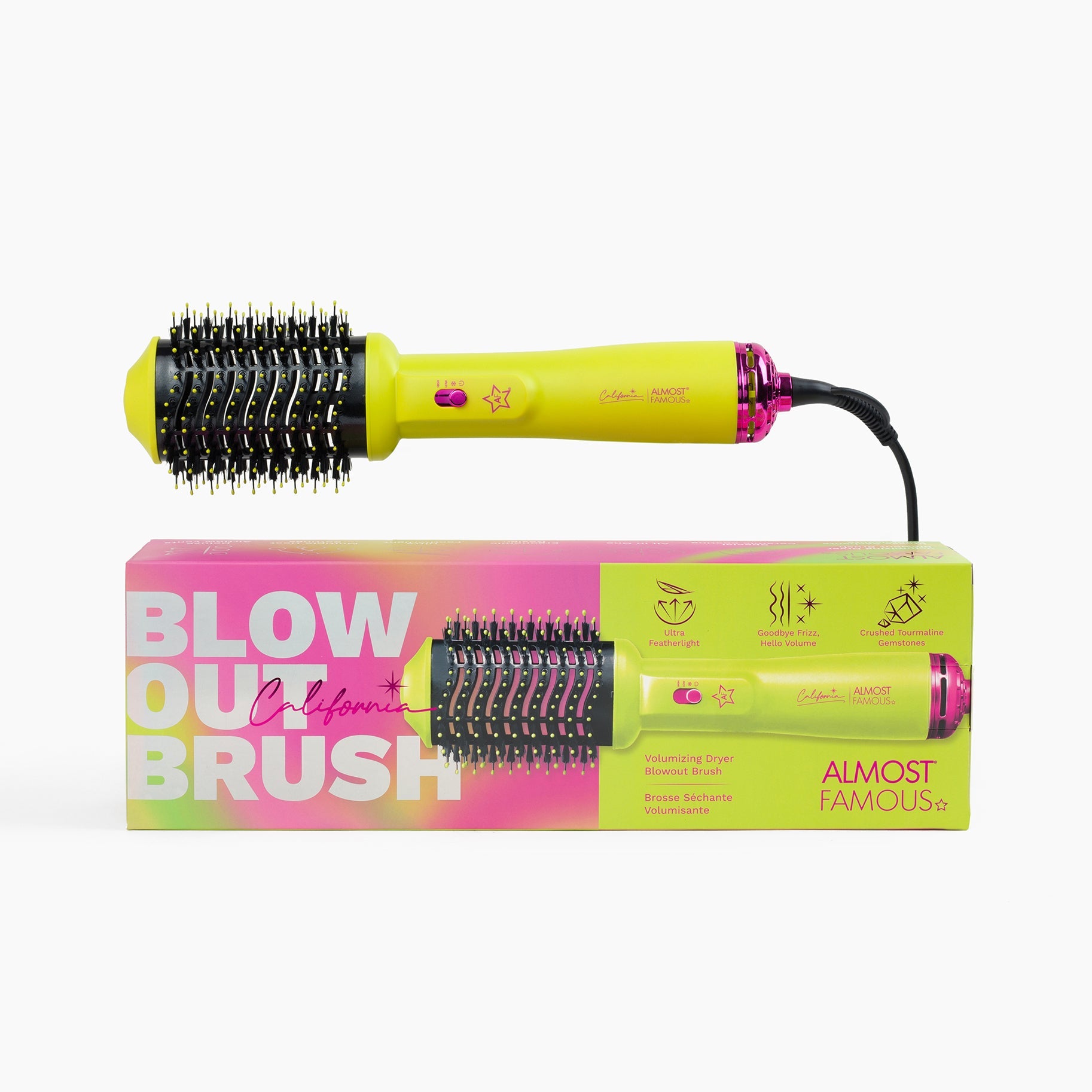 New 3in1 Blowout Brush Styling Tool - California Collection/Yellow