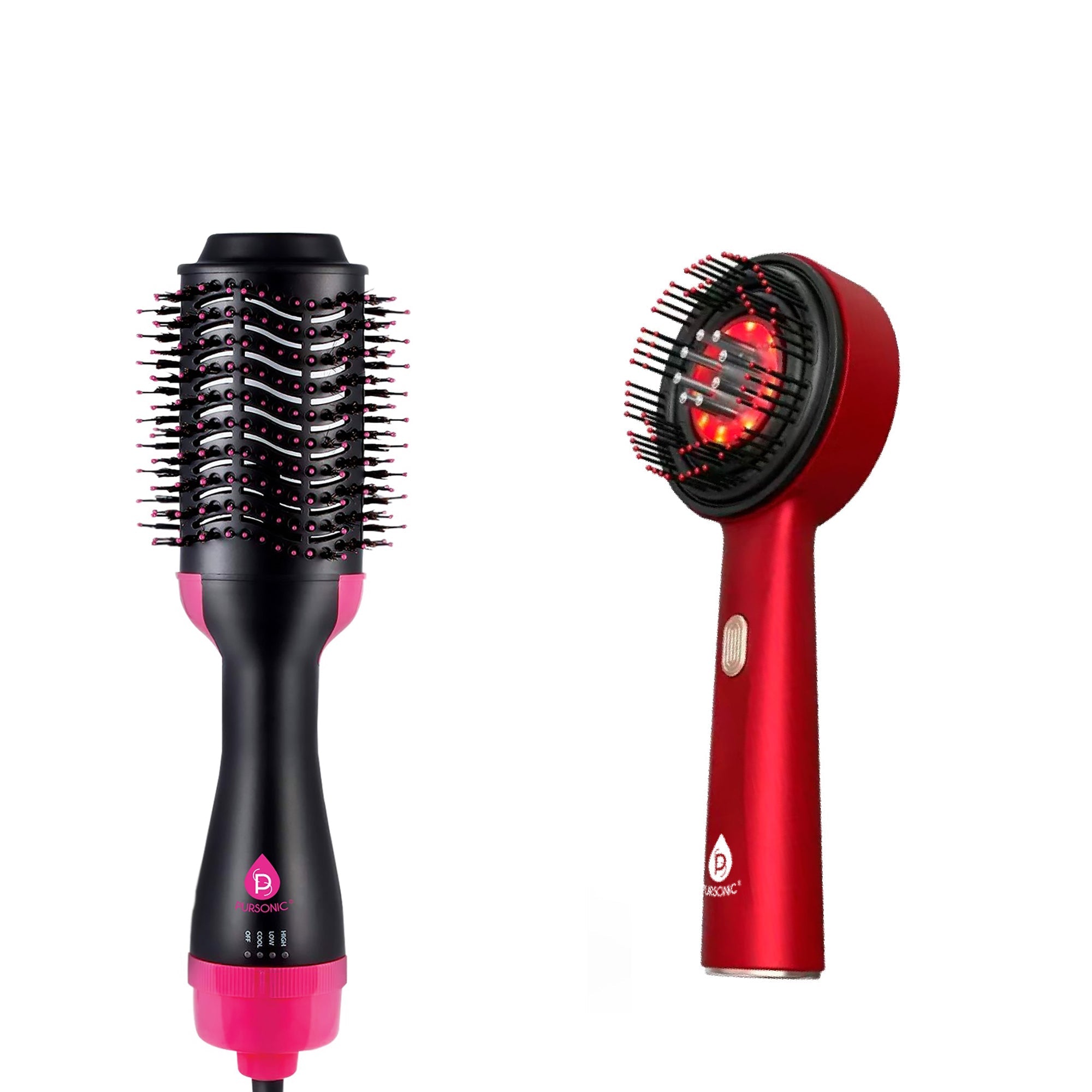 Ultimate Hair Rejuvenation & Styling Bundle – 3-in-1 LED Scalp Therapy Brush + One Step Volumizing Hair Dryer